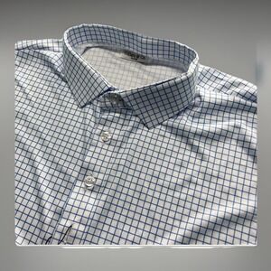 Collars & Co Dress Collar Blue Check Mens XLarge Polo Shirt New